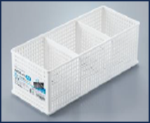 Sanada three-compartment storage basket (deep type) made in Japan (white)