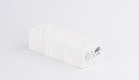 Sanada three-compartment storage basket (deep type) made in Japan (white)